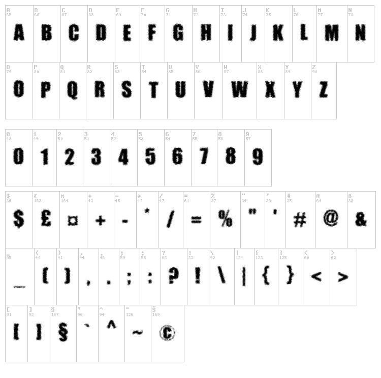 Dotimpact font map